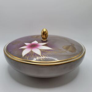 VINTAGE HERTEL JACOB BAVARIA GERMANY COVERED BOWL SUGAR POWDER VANITY